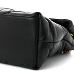 Lambskin Quilted Medium Loulou Puffer Monogram Chain Satchel Black