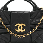 Lambskin Quilted Mini Bow Bag Black