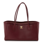 Calfskin Archetype Small Shopping Tote Dark Burgundy