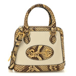 Snakeskin Boarded Plutone Calfskin Mini Horsebit 1955 Top Handle Bag White Multicolor