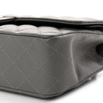 Caviar Quilted Medium Double Flap Grey