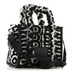 Polyester Cotton Oversized Monogram Medium Traveler Tote Bag Black Ivory