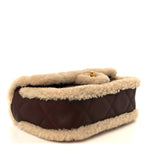 Shearling Lambskin Quilted Mini Furry Coco Flap Beige Dark Brown