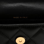Lambskin Quilted CC Hook Card Holder Black