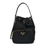 Saffiano Tessuto Nylon Mini Bucket Crossbody Bag Black