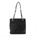 Caviar Quilted Petit Shopping Tote PST Black