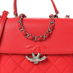 Goatskin Quilted Small CC Box Flap Red