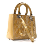 Patent Cannage Medium Lady Dior Beige