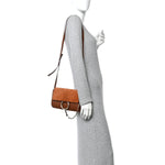 Suede Calfskin Small Faye Shoulder Bag Tobacco