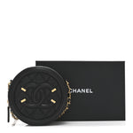 Caviar Quilted Round Filigree Crossbody Black