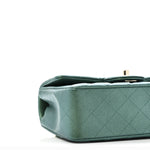 Iridescent Lambskin Quilted Mini Rectangular Flap Green