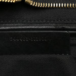 Calfskin Large Studded Padlock Zip Around Tote Black