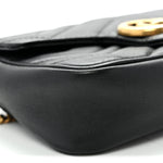 Calfskin Matelasse Super Mini GG Marmont Shoulder Bag Black