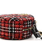 Tweed Quilted Chanel 19 Round Clutch With Chain  Red Black White Green