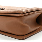 Caviar Quilted Medium Boy Flap Light Brown