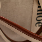 Cotton Calfskin Medium Woody Ribbon Tote White Brown