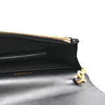 Grain De Poudre Matelasse Chevron Monogram Envelope Chain Wallet Black