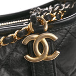 Aged Calfskin Quilted Small Gabrielle Hobo Black