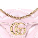Iridescent Nappa Chevron Matelasse Super Mini GG Marmont Shoulder Bag Iridescent Escape Pink