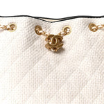 Braided Raffia Calfskin Quilted Small Chanel 25 Handbag White Black