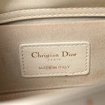 Calfskin Embroidered Small Lady D-Joy White Multicolor