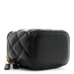 Lambskin Quilted Mini Pearl Crush Vanity Case With Chain Black