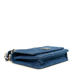 Denim Quilted Chanel 19 Wallet On Chain WOC Blue