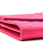 Satin Mixed Matelasse Triquilt Monogram Chain Wallet Guava