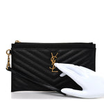 Grain De Poudre Chevron Monogram Large Bill Pouch Black