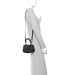 Boarded Dyana Lux Calfskin Mini Bamboo 1947 Top Handle Bag Black