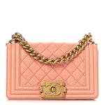 Caviar Quilted Small Boy Flap Light Pink