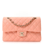 Lambskin Quilted Small Double Flap Light Orange