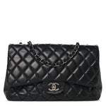 Lambskin Quilted Jumbo Single Flap Black