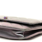 Iridescent Lambskin Quilted Reissue Wallet On Chain WOC Light Purple