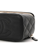 Caviar Quilted Small Vanity Case With Chain Black