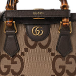 Monogram Jumbo GG Textured Dollar Calfskin Mini Diana Tote Bag Camel Ebony New Acero
