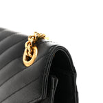 Grain De Poudre Matelasse Chevron Large Monogram Satchel Black