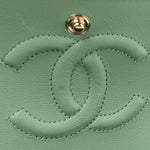 Caviar Quilted Small Double Flap Light Green