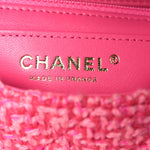 Wool Tweed Quilted Mini Rectangular Flap Dark Pink Fuchsia
