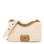 Caviar Quilted Small Boy Flap White