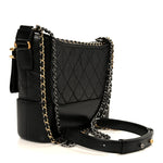 Aged Calfskin Quilted New Medium Gabrielle Hobo Black