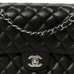 Caviar Quilted Medium Double Flap Black