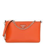 Saffiano Vernice Chain Crossbody Bag Papaya