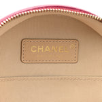 Glazed Calfskin Round As Earth Evening Bag Rouge