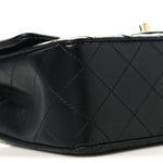 Lambskin Quilted Mini Rectangular Flap Black