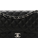 Lambskin Quilted Jumbo Double Flap Black