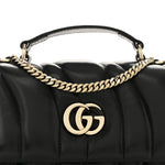 Lambskin Quilted Mini GG Milano Top Handle Shoulder Bag Black