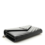 Grain De Poudre Matelasse Chevron Monogram Chain Wallet Black
