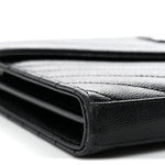 Grain De Poudre Matelasse Chevron Monogram Chain Wallet Black