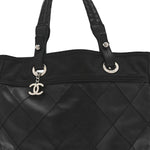Coated Canvas Quilted Large Paris Biarritz Tote Black